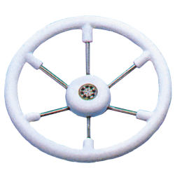 allpa 6-Spaaks stuurwiel  Leader Tanegum  RVS met witte polyurethaan rand, A=370mm. B=100mm