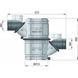 VETUS waterlock- geluiddemper type NLP50S, 51 mm aansluitingen, 10 liter