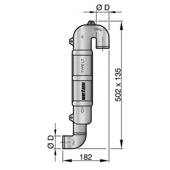 VETUS kunststof zwanenhals type LT50, 51 mm